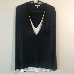 Bordeaux Anthropologie Black Long Sleeve Blouse, S